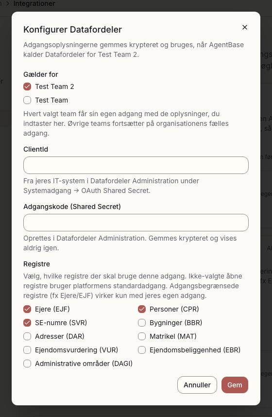 Team-specifik adgang