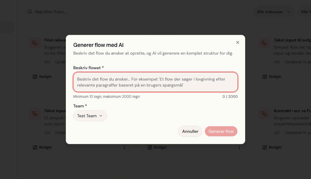 AI Flow Generation Dialog