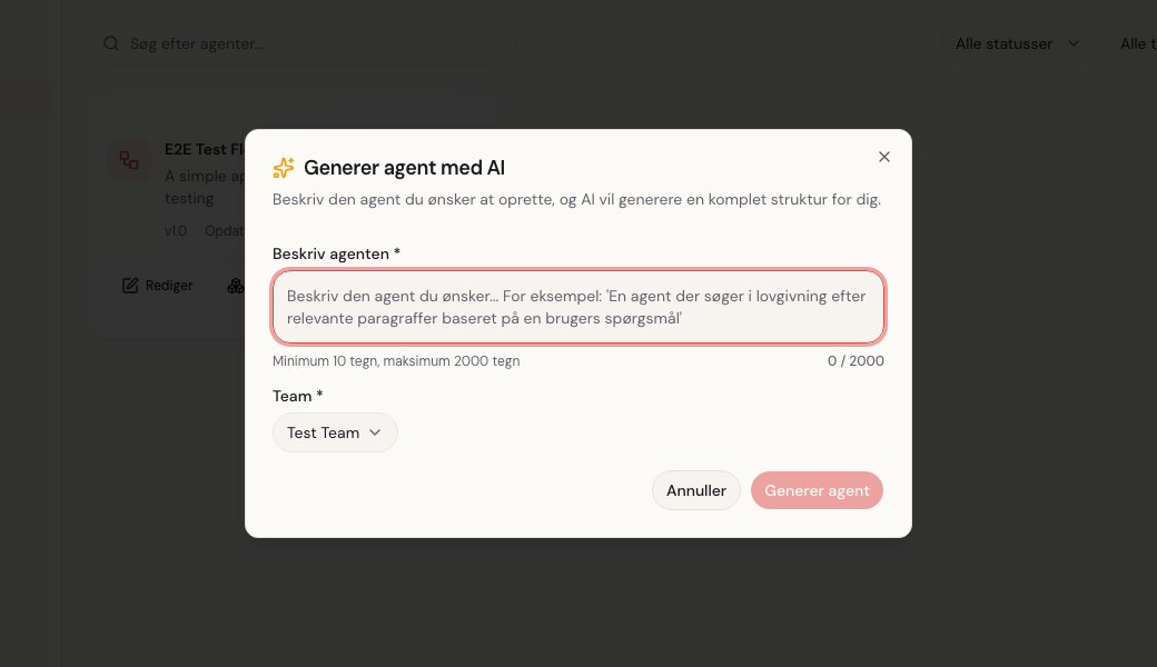 AI Agent Generation Dialog