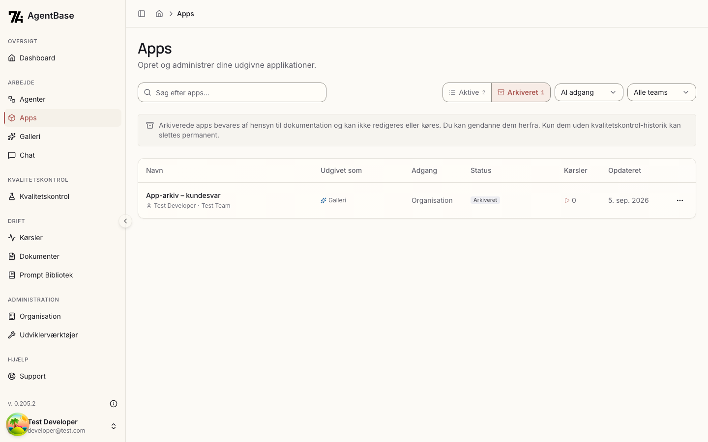 Arkiverede apps