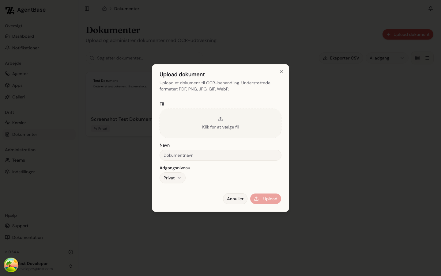 Upload dokument