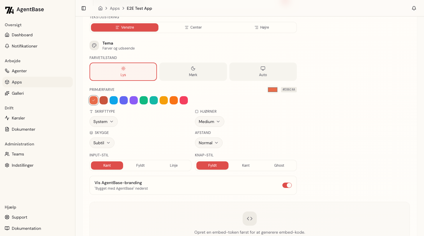 Skygge indstillinger