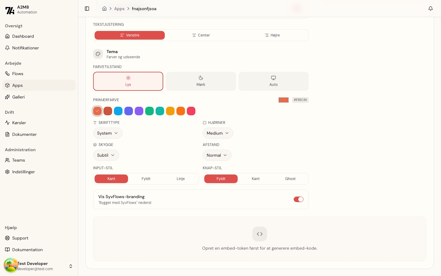 Afstand indstillinger