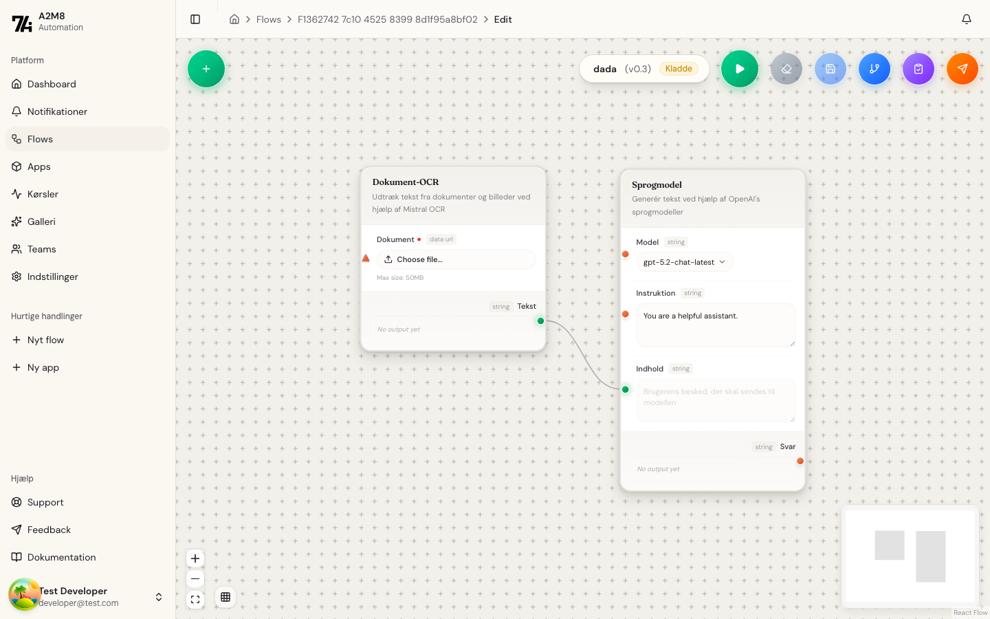 Evalueringsknap i værktøjslinje