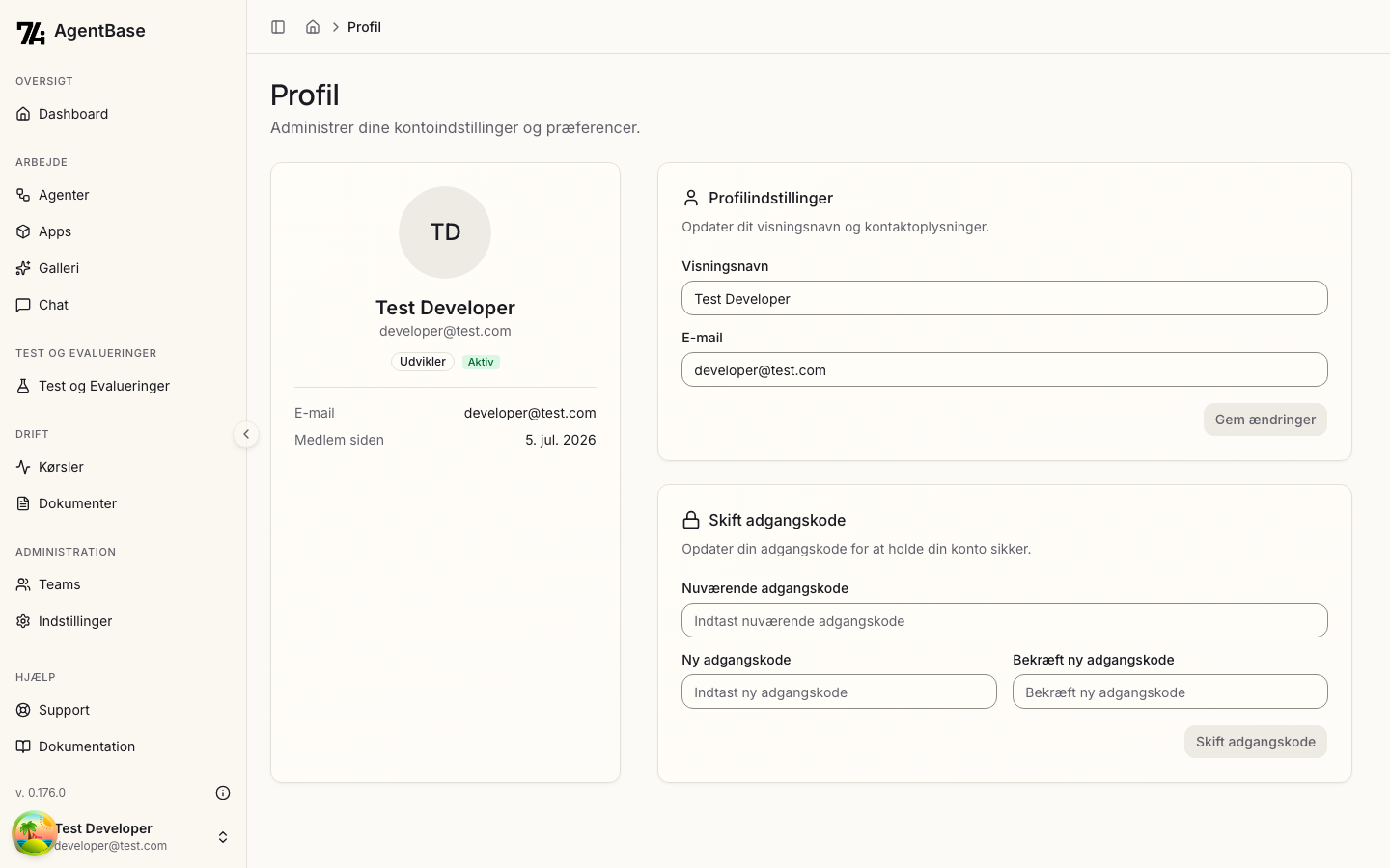 Skift adgangskode