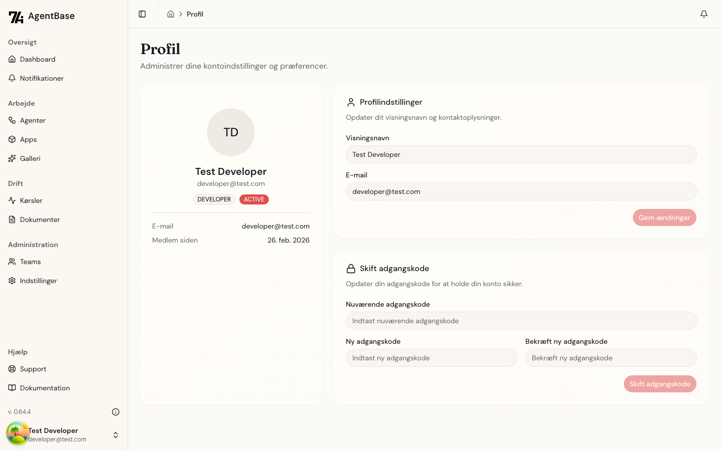 Skift adgangskode