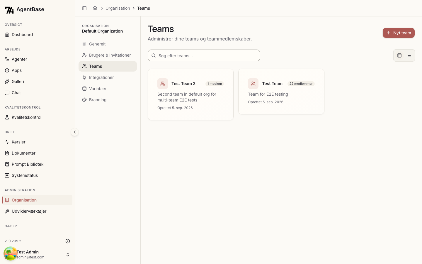 Teams-listen under Organisation