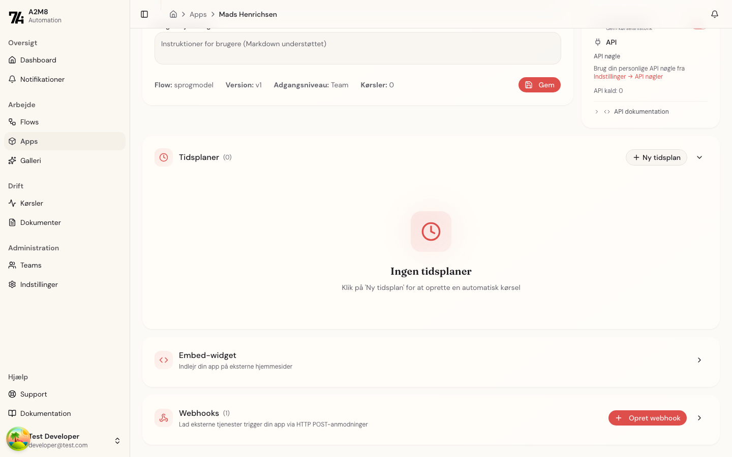 Opret webhook dialog