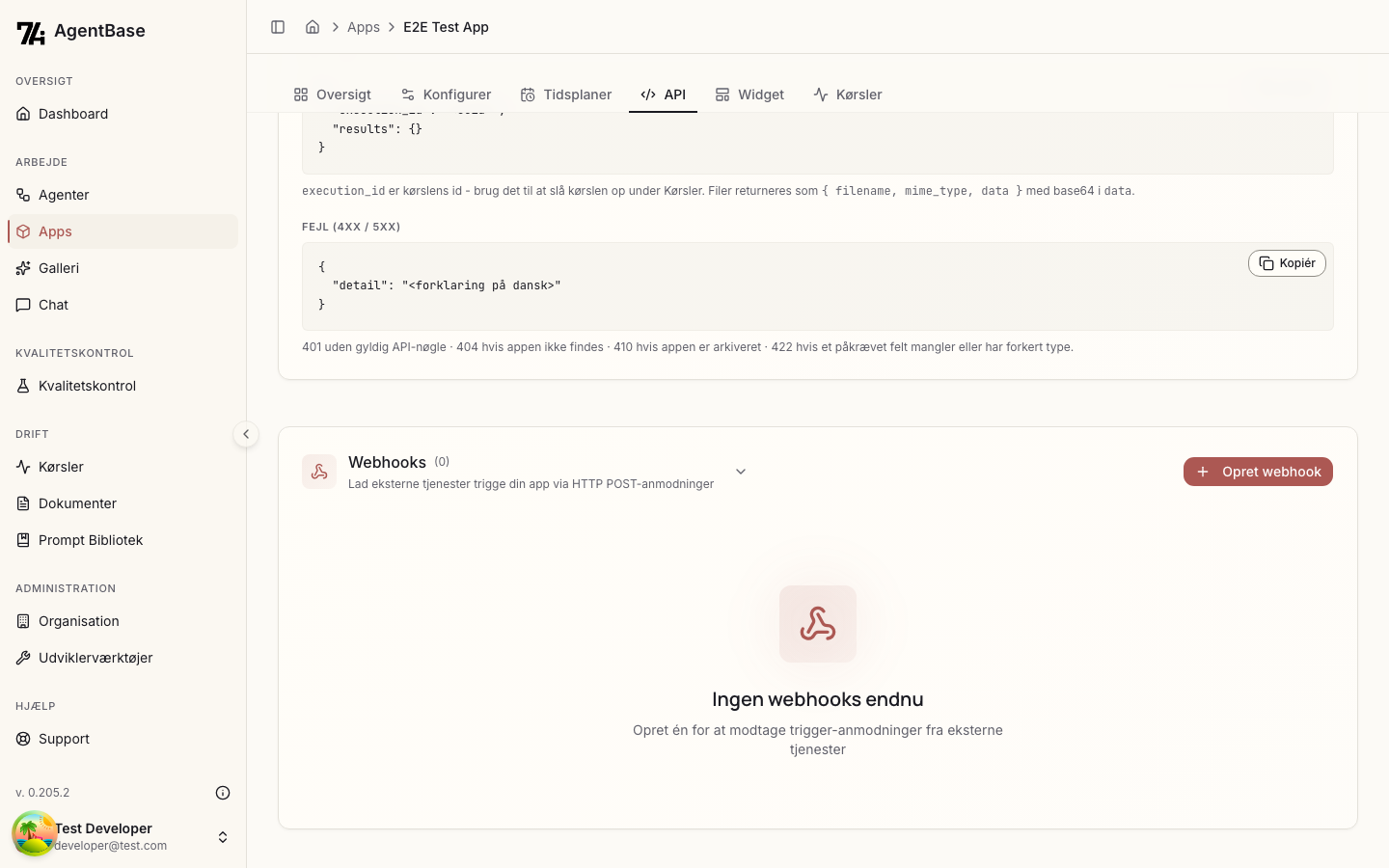 Webhook sektion