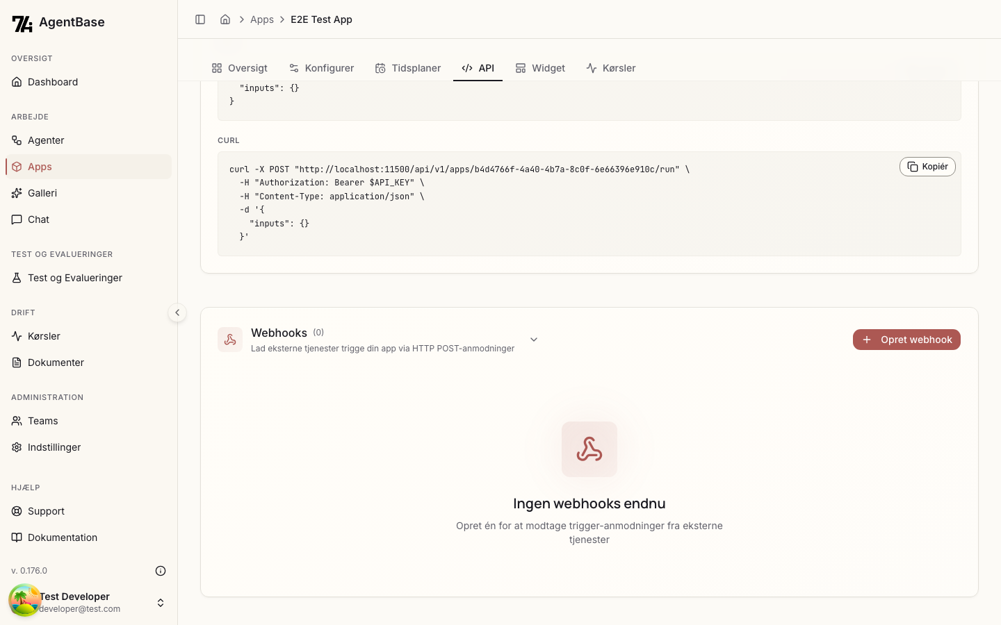 Webhook sektion